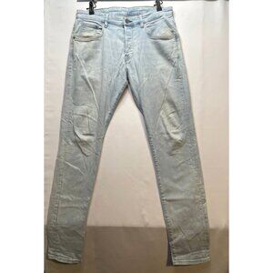 H&M &Denim jeans mens 32 x 33 skinny button fly light blue work